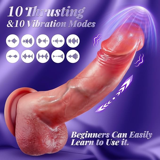 Vibrator Sex Toys Thrusting Dildo, Realistic Safety Soft Silicone Dildo with 10 Thrusting & 10 Vibrating Modes for Vagina Anal Sex Stimulation, G Spot Penis Machine Adult Sex Toy for Women and Couple