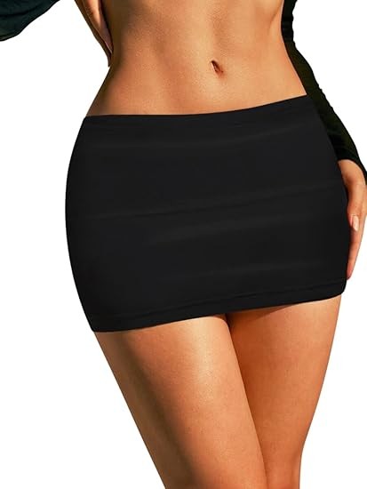 Sweet Hearts Black Mini Skirt for Women- Above Knee Elastic Waist Basic Mini Pencil Womens Skirts Bodycon Made in USA