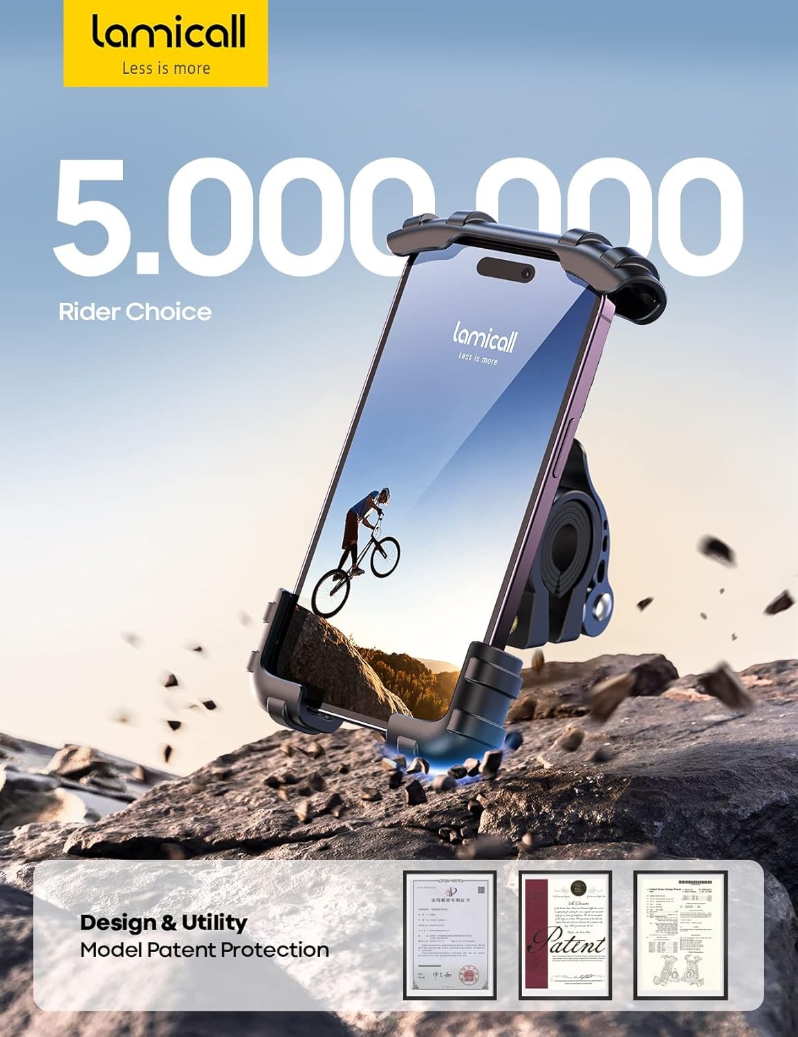 Lamicall Bike Phone Holder, Motorcycle Mount - Motorcycle Phone Holder, Handlebar Cell Phone Clamp, Scooter Phone Clip for iPhone Air 17 Pro Max, 16 15 Pro Max Plus, S20, More 4.7 to 6.8" Smartphones