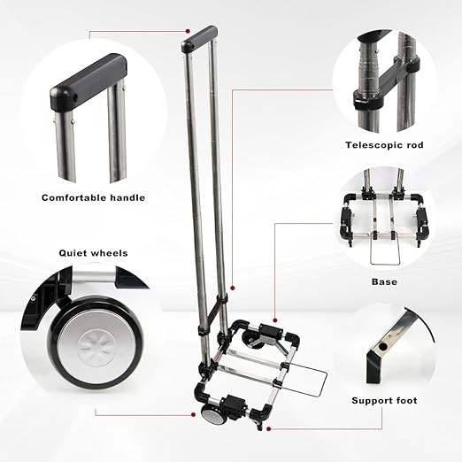 CNQLIS Folding Hand Truck,Portable Carrying Cart, Compact, Mini Lightweight for Travel/Auto/Moving/Office Use,12in.Hx9in.W Fits Most Backpacks- 55lbs Lightweight Hand Truck