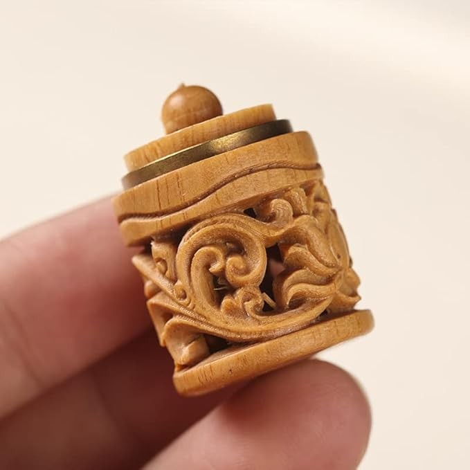 Mascot Exorcism Ward Off Evil Spirits Bring Lucky 木檀香木DIY手工雕刻镂空香囊复古散香吊坠手机挂件饰品配件(镂空香囊 29 * 21mm)