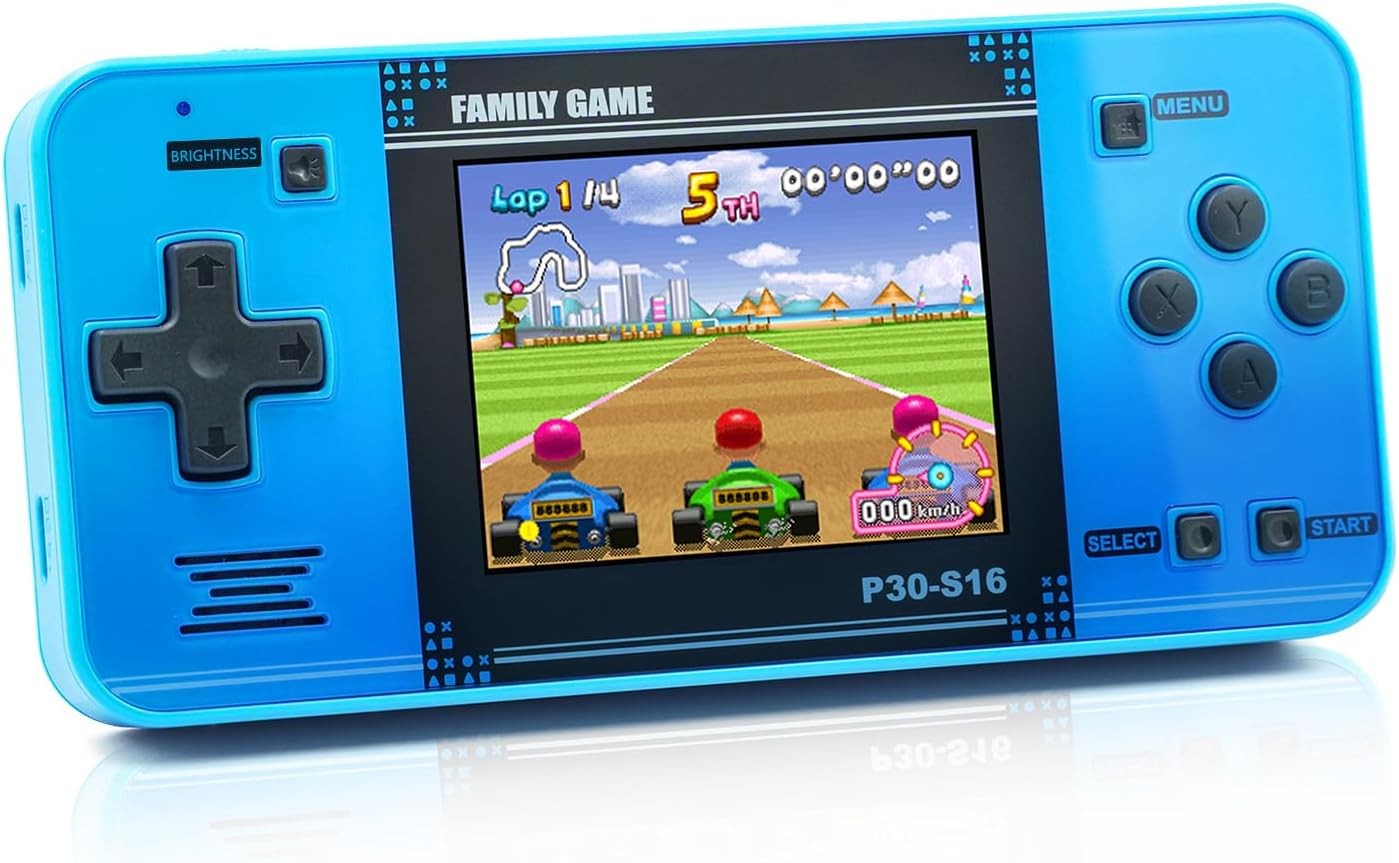 Handheld Game for Kids -Preloaded 220 Retro Video Games, Portable Gaming Player with Rechargeable Battery 3.0" LCD Screen, Mini Arcade Electronic Toy Gifts for Boys Girls (Blue)