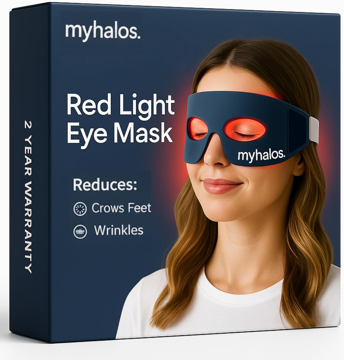 MyHalos Under Eye Red Light Therapy Mask - Advanced Light Mask & LED Eye Mask for Wrinkles, Dark Circles & Crows Feet - Red Light Therapy for Eyes & Face