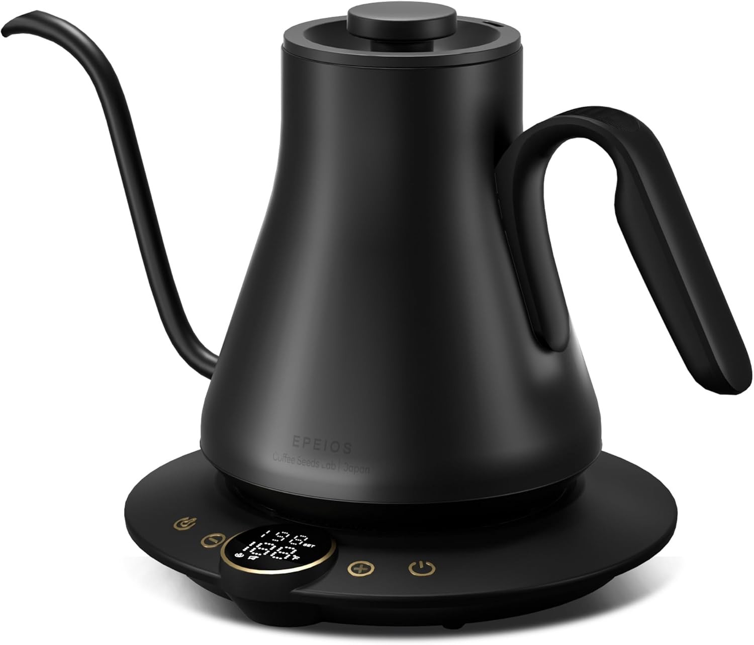 Gooseneck Electric Kettle with ±1℉ Temperature Control for Pour Over Coffee & Tea, Quick Heating, BPA-Free Stainless Steel, Built-in Brew Timer, 1500W/0.9L (Ebony Black)