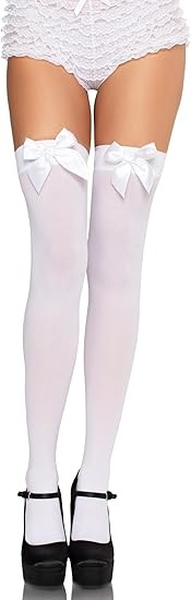 Leg Avenue womens Satin Bow Accent Thigh Highs